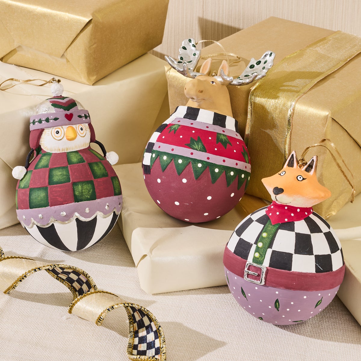 Patience Brewster Mooseltoe Ball Ornaments, Set of 3 - Image 2