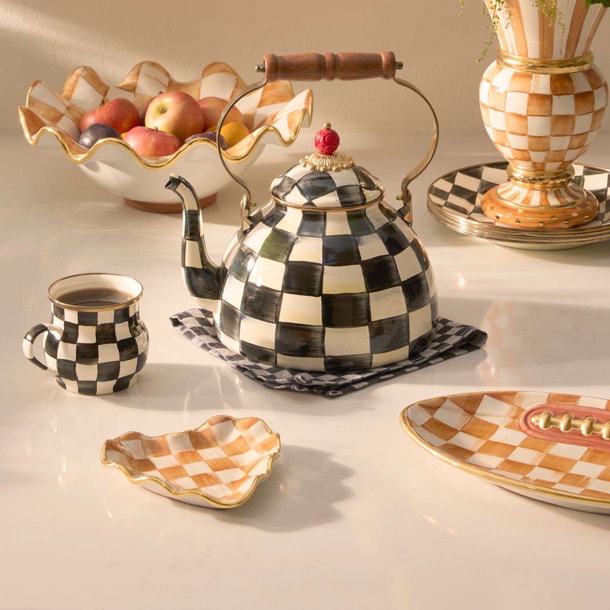Ginger Check Fluted Heart Plate - Image 6