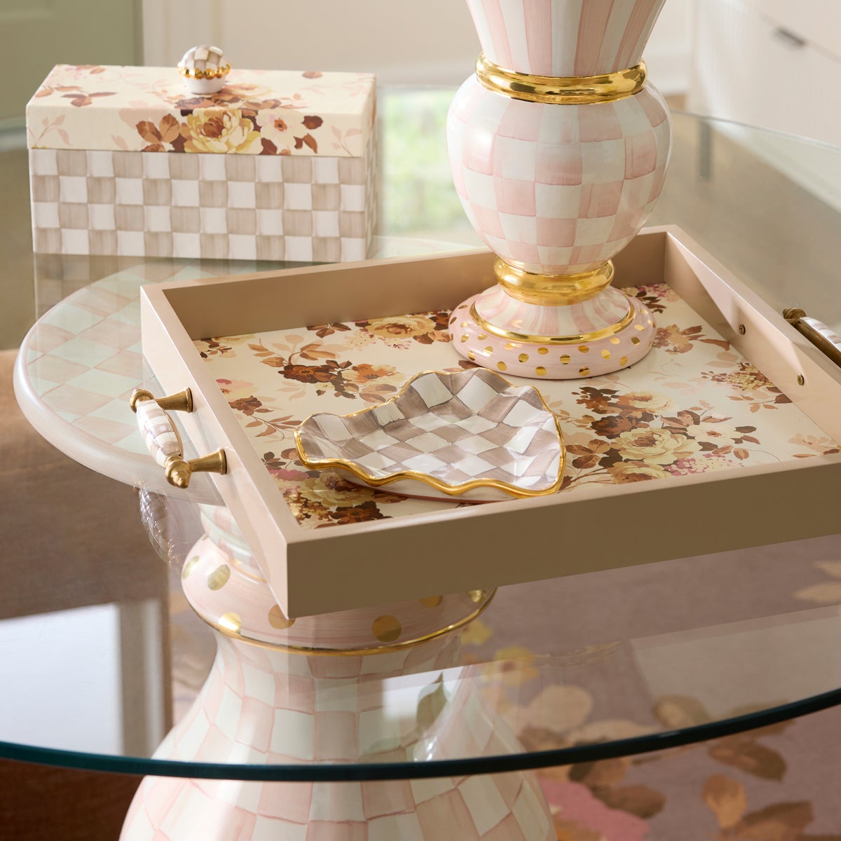Mocha Check Ceramic Heart Plate - Image 2