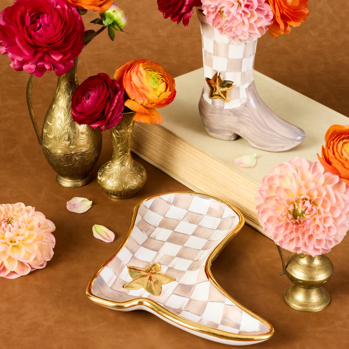 Lainey Wilson Mocha Check Cowgirl Boot Dish - Image 5