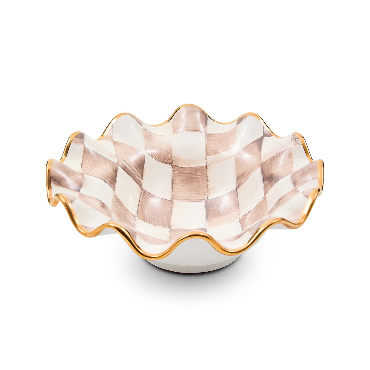 Mocha Check Ceramic Fluted Breakfast Bowl - Image 3