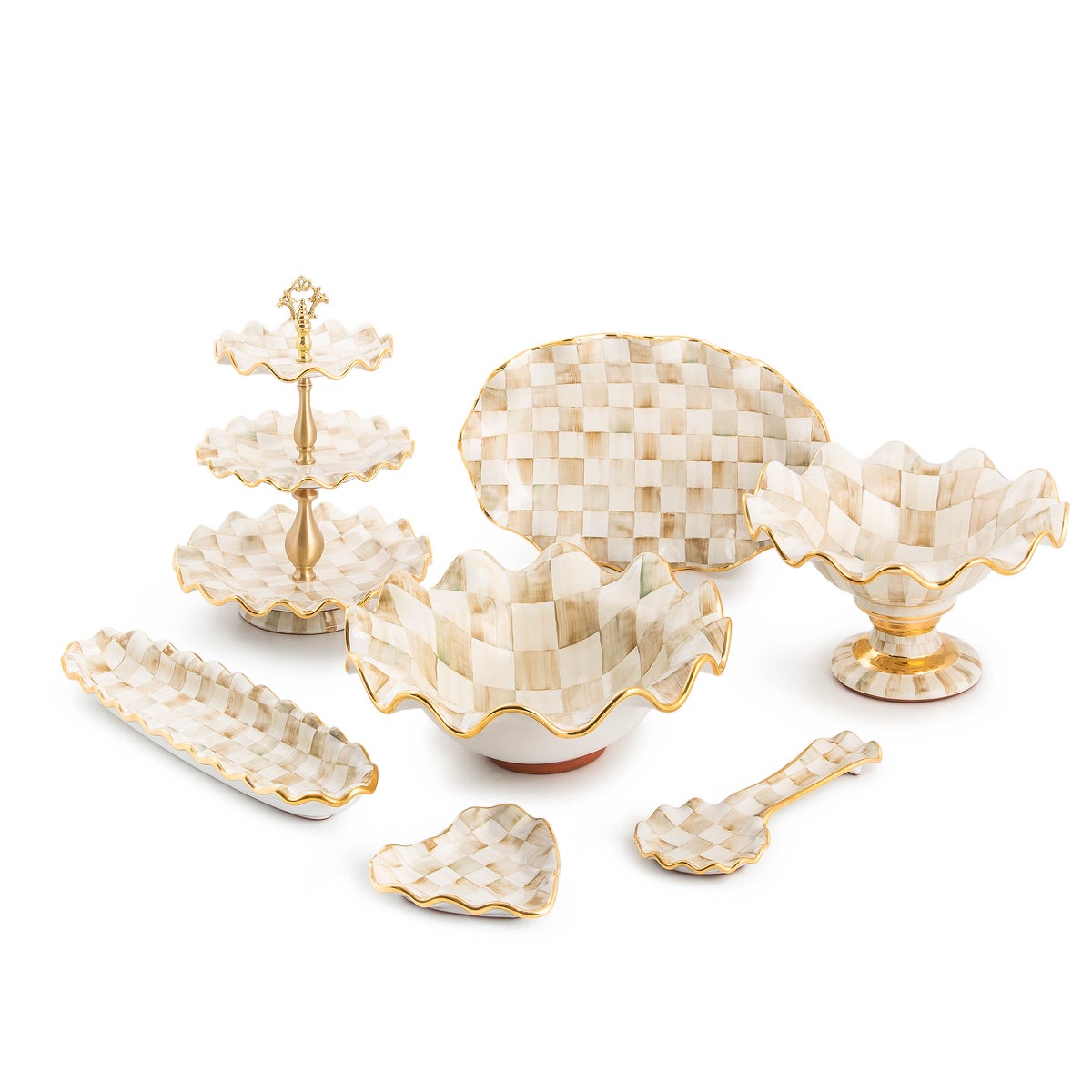 Parchment Check Three Tier Sweet Stand - Image 3
