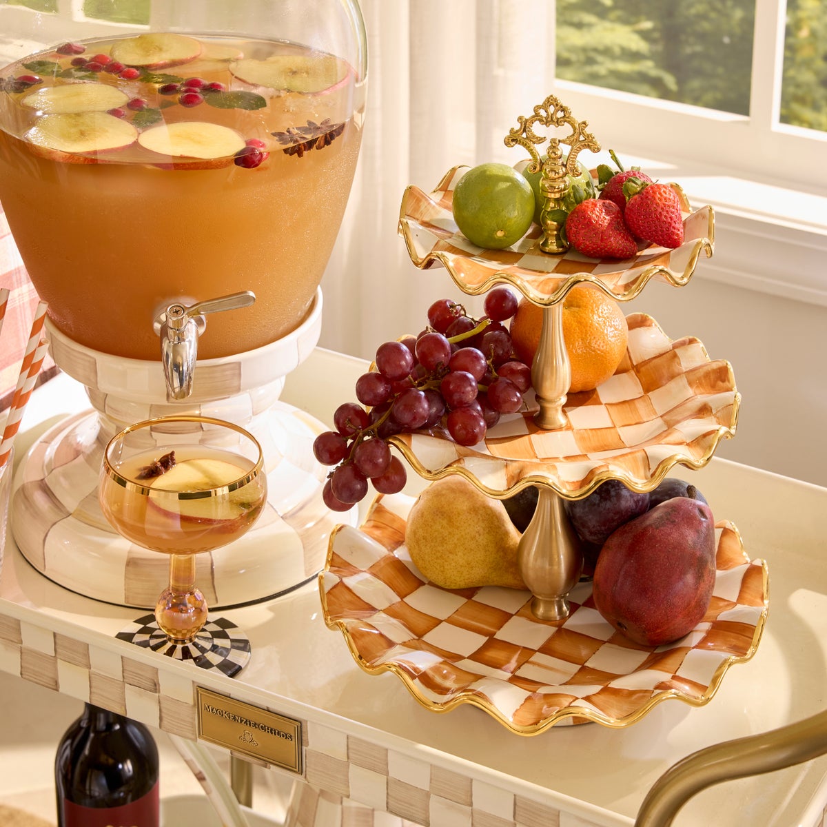 Ginger Check Ceramic Three Tier Sweet Stand - Image 2