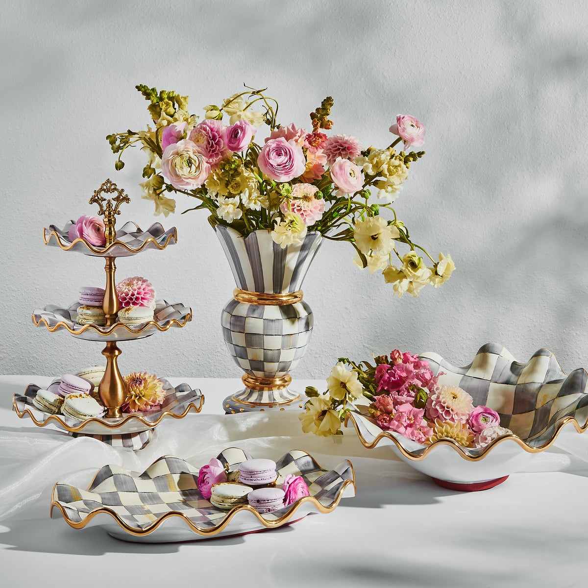 Sterling Check Ceramic Three Tier Sweet Stand - Image 2