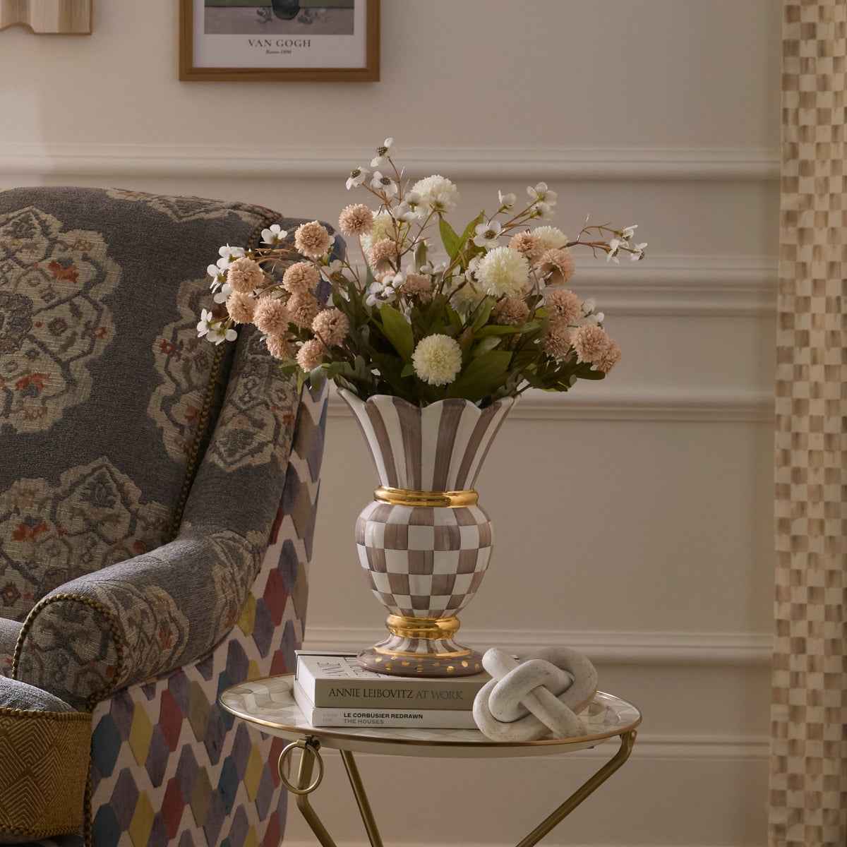 Mocha Check Ceramic Great Vase - Image 5