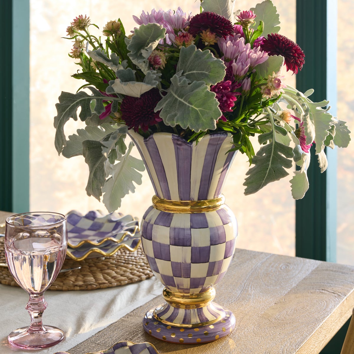 Violet Check Ceramic Great Vase - Image 2