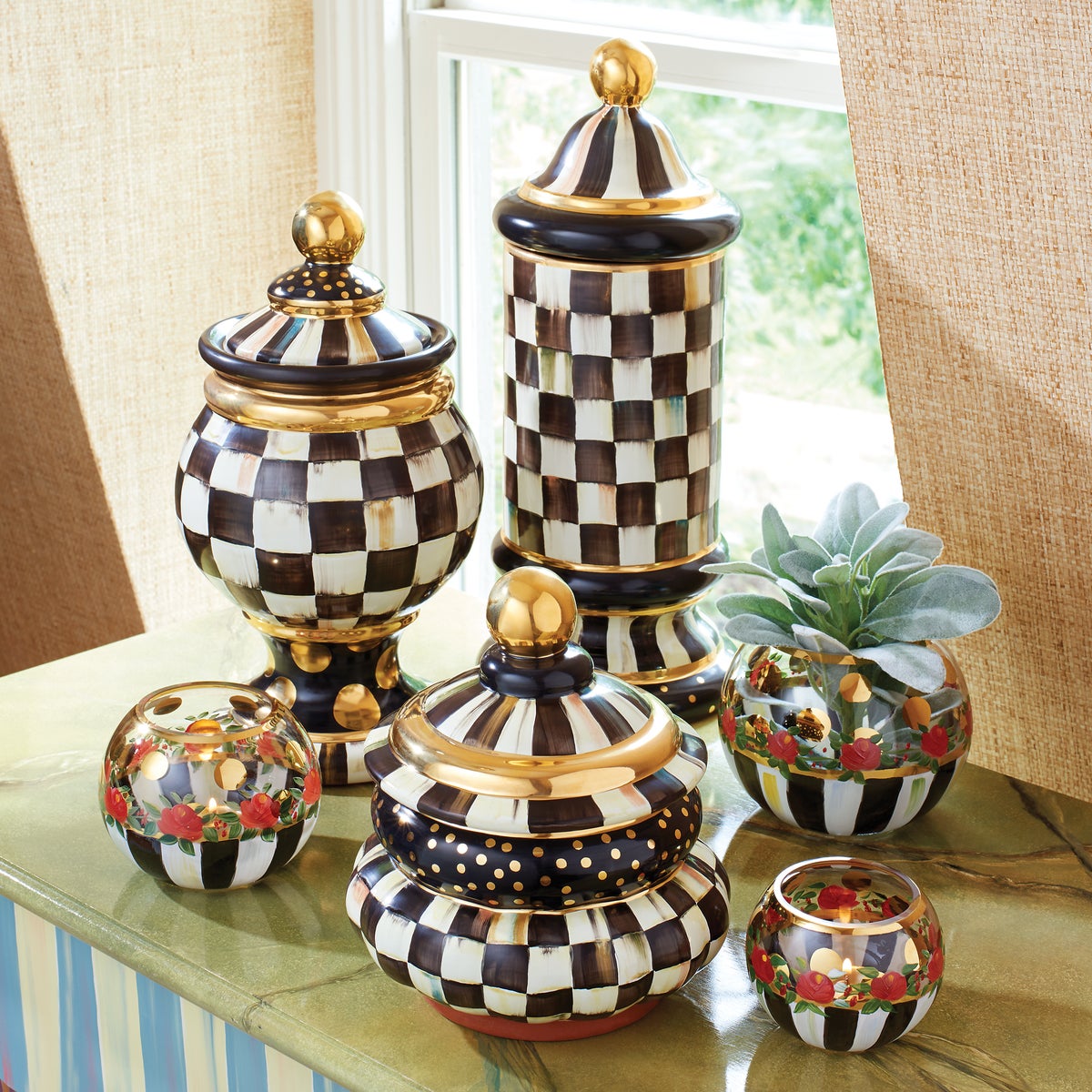 Courtly Check Ceramic Column Canister - Image 2