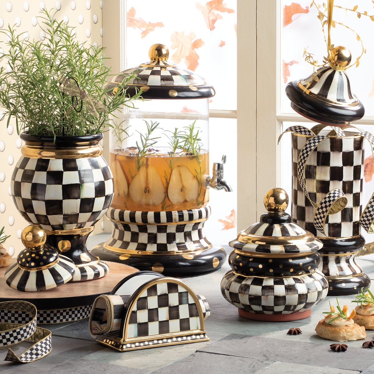 Courtly Check Ceramic Column Canister - Image 3