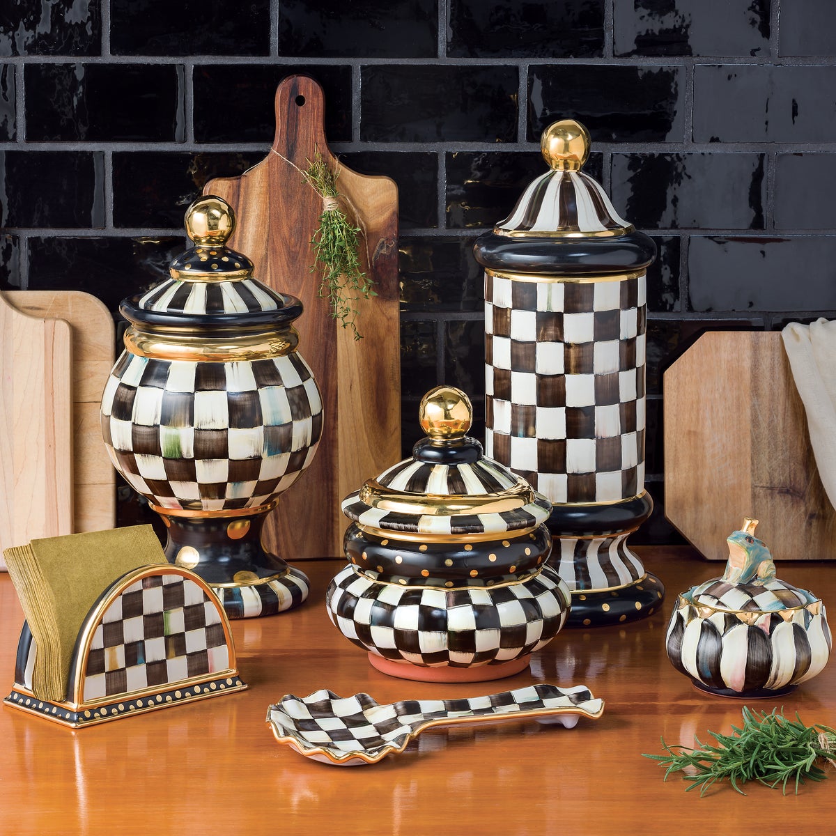 Courtly Check Ceramic Groovy Canister - Image 7