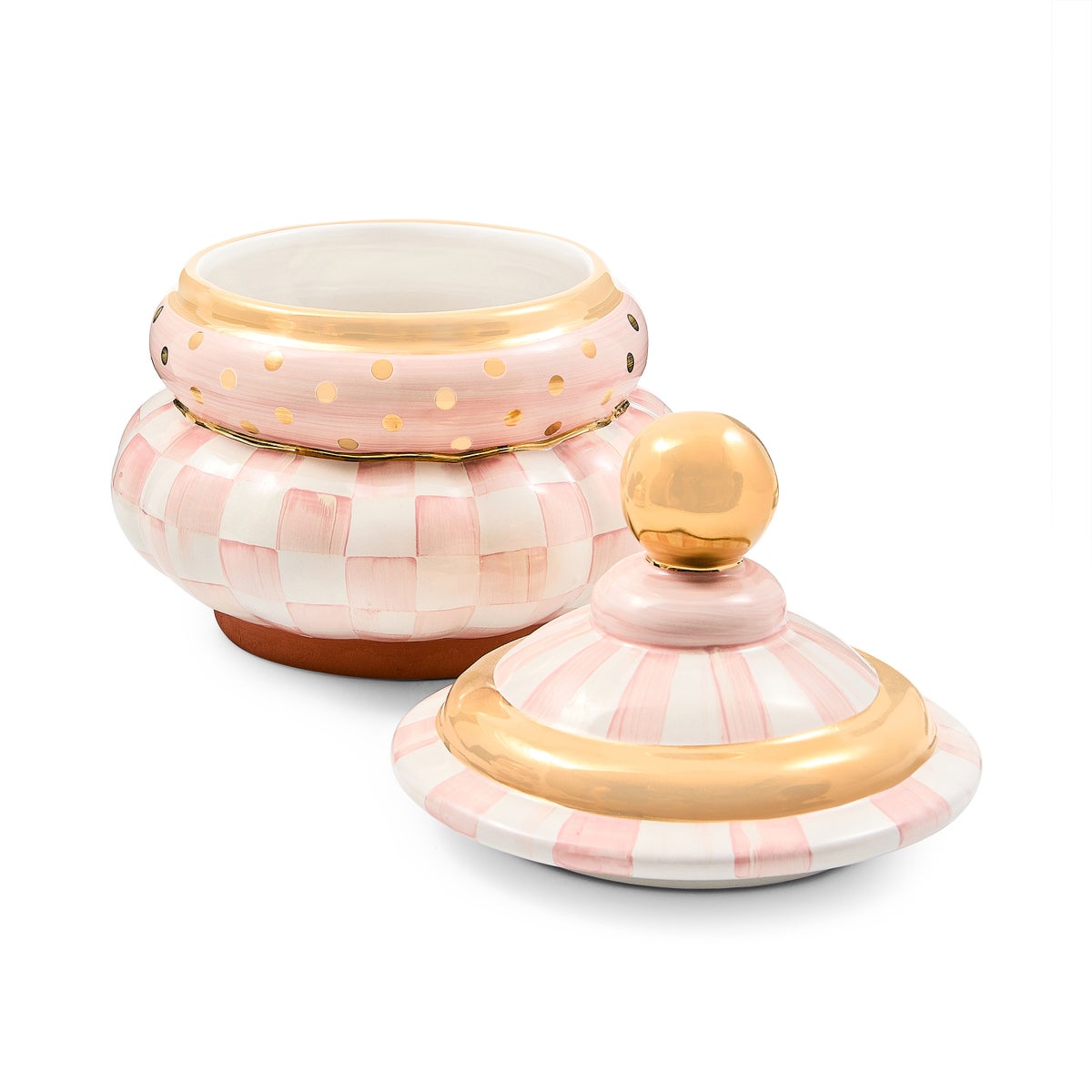 Rosy Check Ceramic Groovy Canister - Image 3