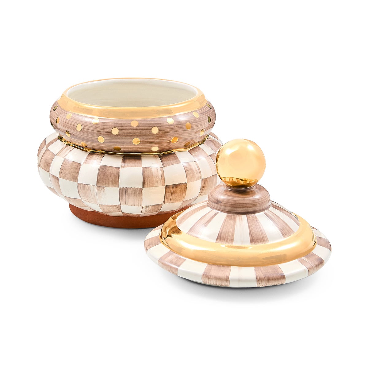 Mocha Check Ceramic Groovy Canister - Image 2