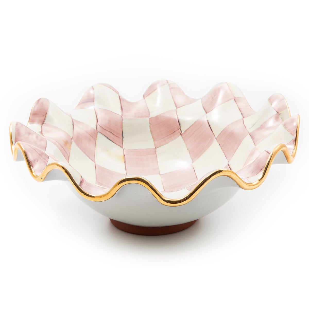 Rosy Check Medium Ceramic Fluted Serving Bowl - Image 3