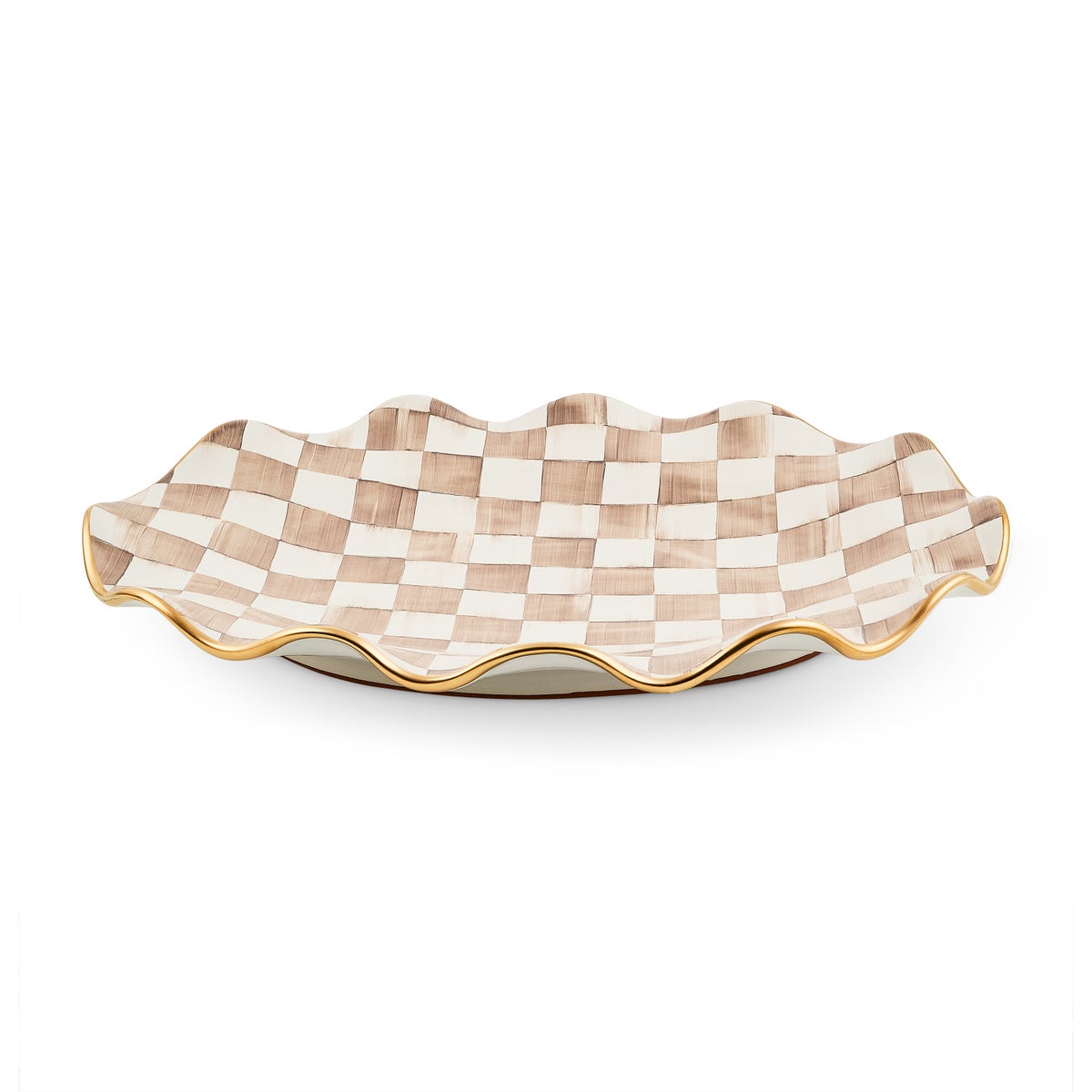 Mocha Check Ceramic Large Serving Platter - Image 3