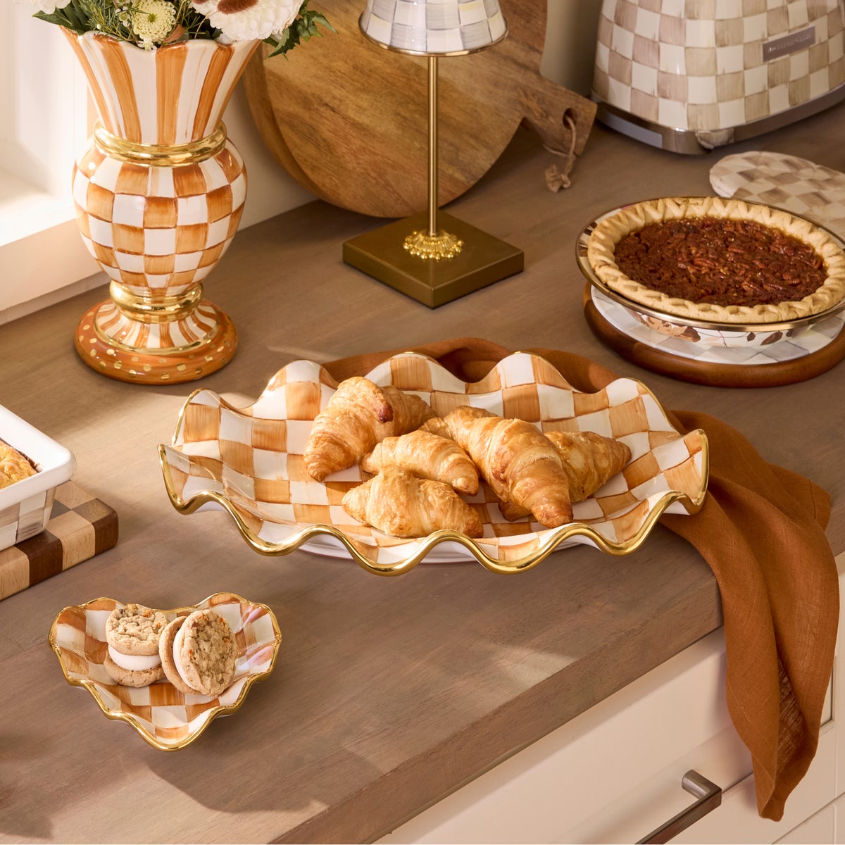 Ginger Check Ceramic Serving Platter - Image 2