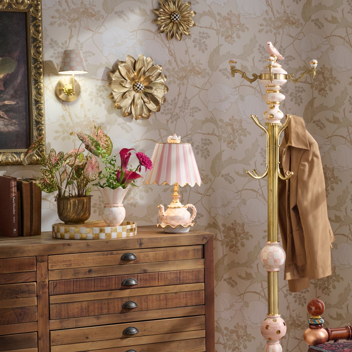 Rosy Check Ceramic Teapot Table Lamp - Image 2
