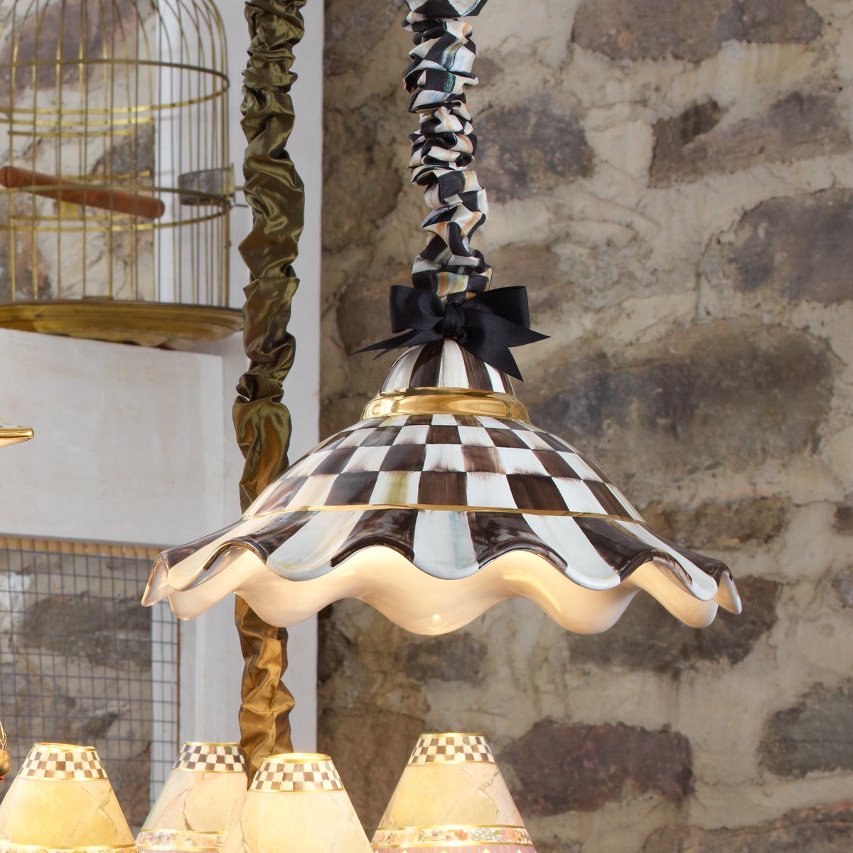 Courtly Check Ceramic Fluted Hanging Lamp - Image 5