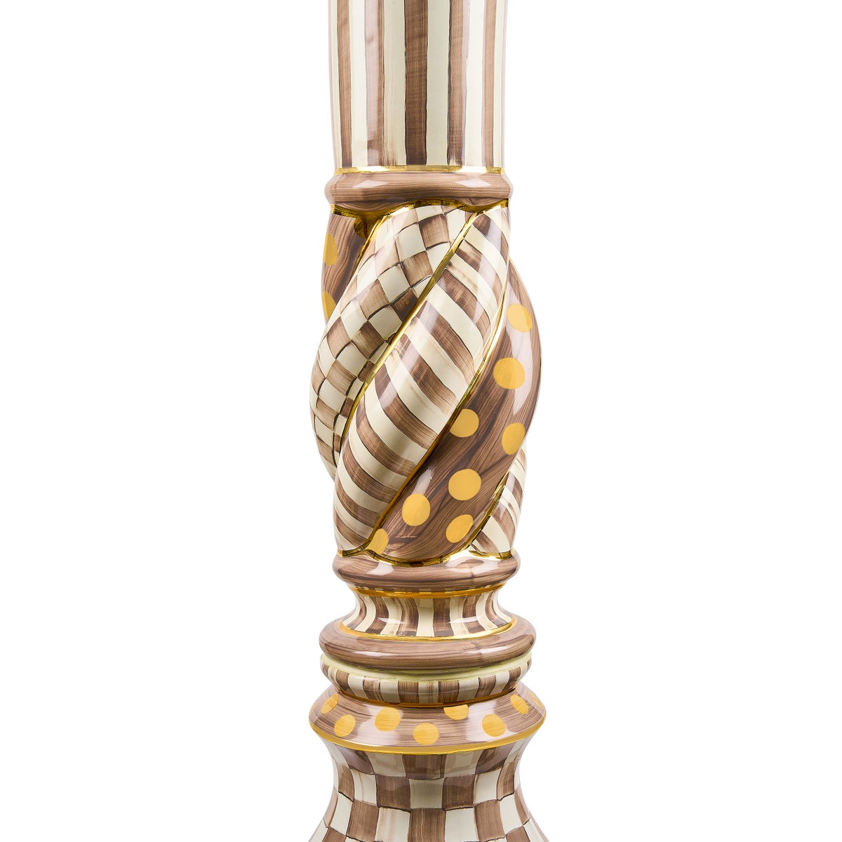 Mocha Check Ceramic Floor Lamp - Image 4