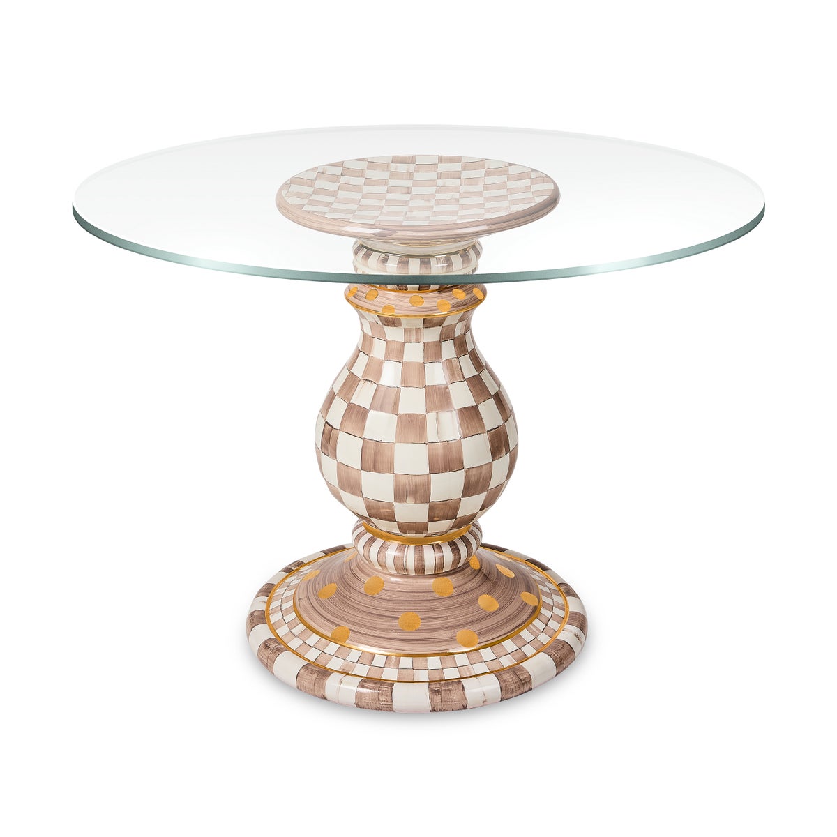 Mocha Check Ceramic Pedestal Table Base - Image 2