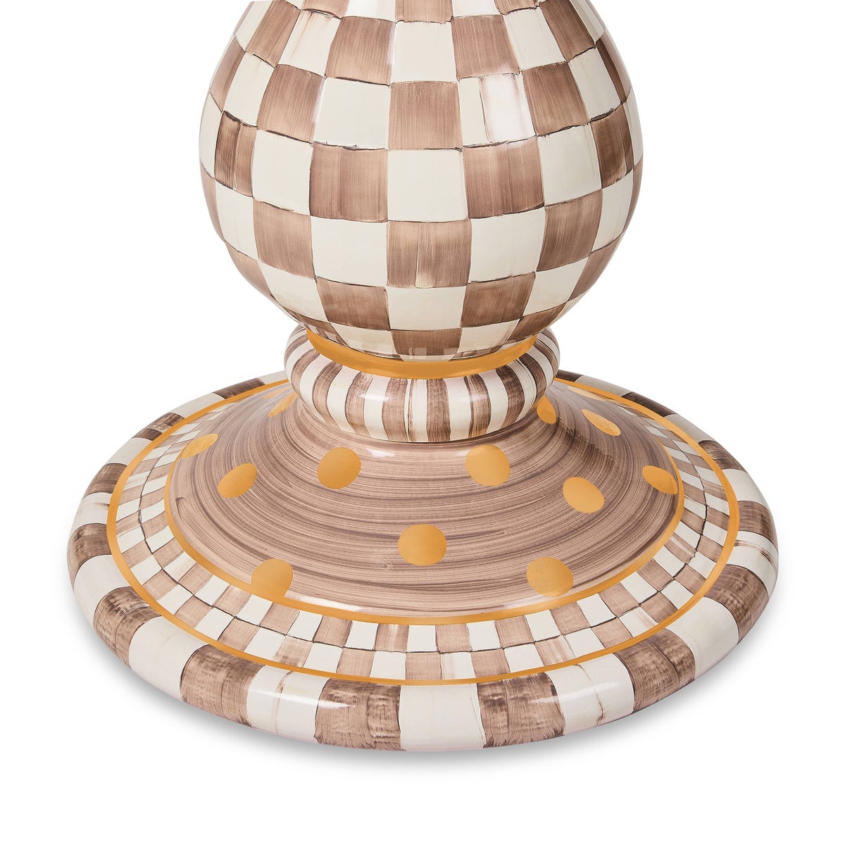 Mocha Check Ceramic Pedestal Table Base - Image 4