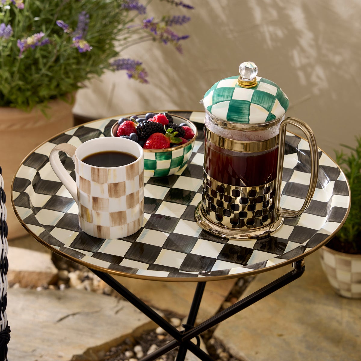 Courtly Check Enamel Tilt Accent Table - Image 5
