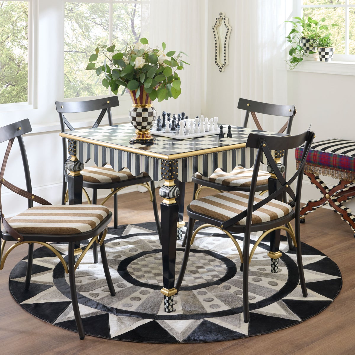 Courtly Check & Stripe Game Table - Image 2
