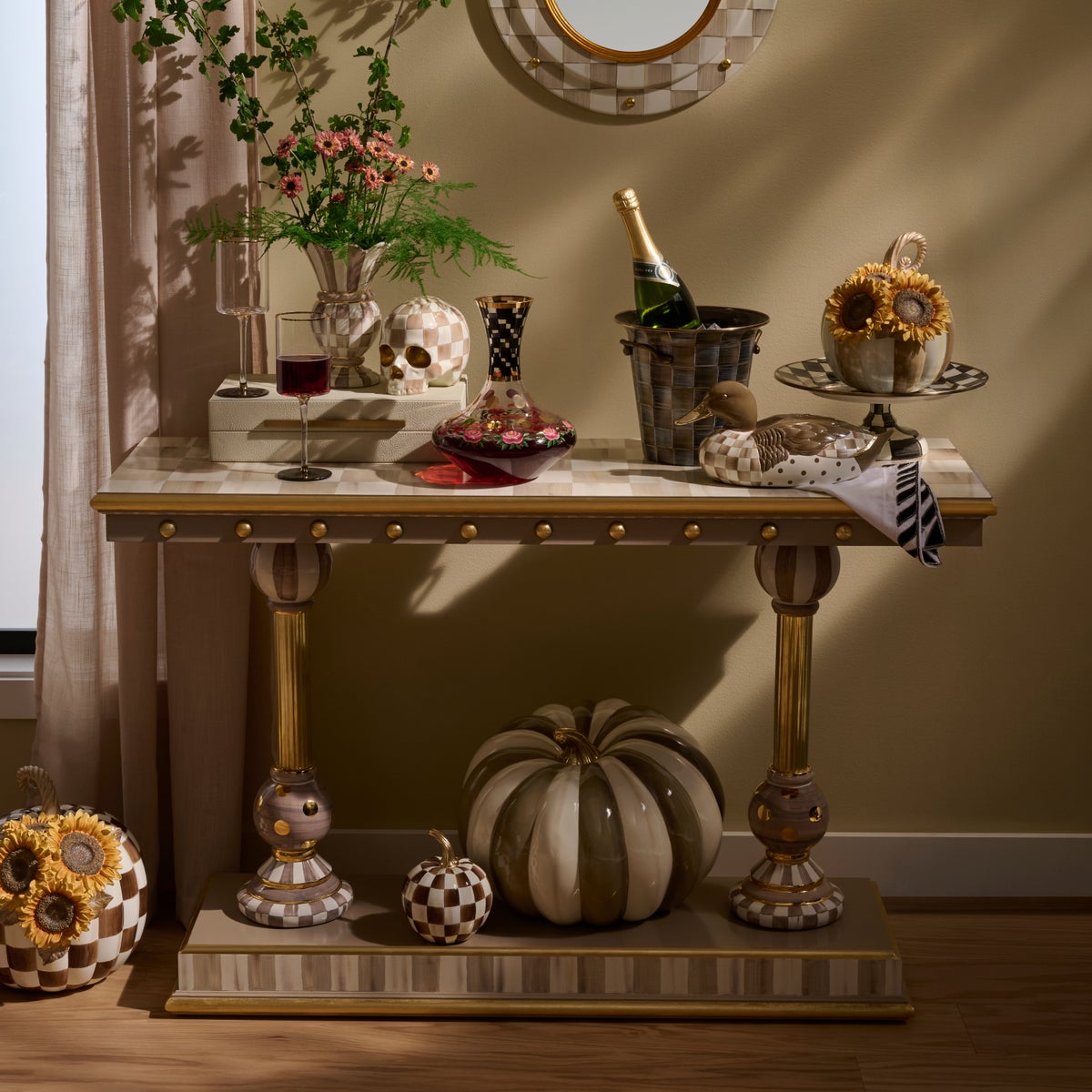 Mocha Brass & Ceramic Console Table - Image 2