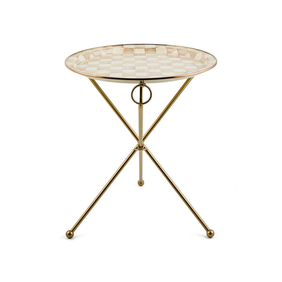 Mocha Check Enamel Tilt Accent Table