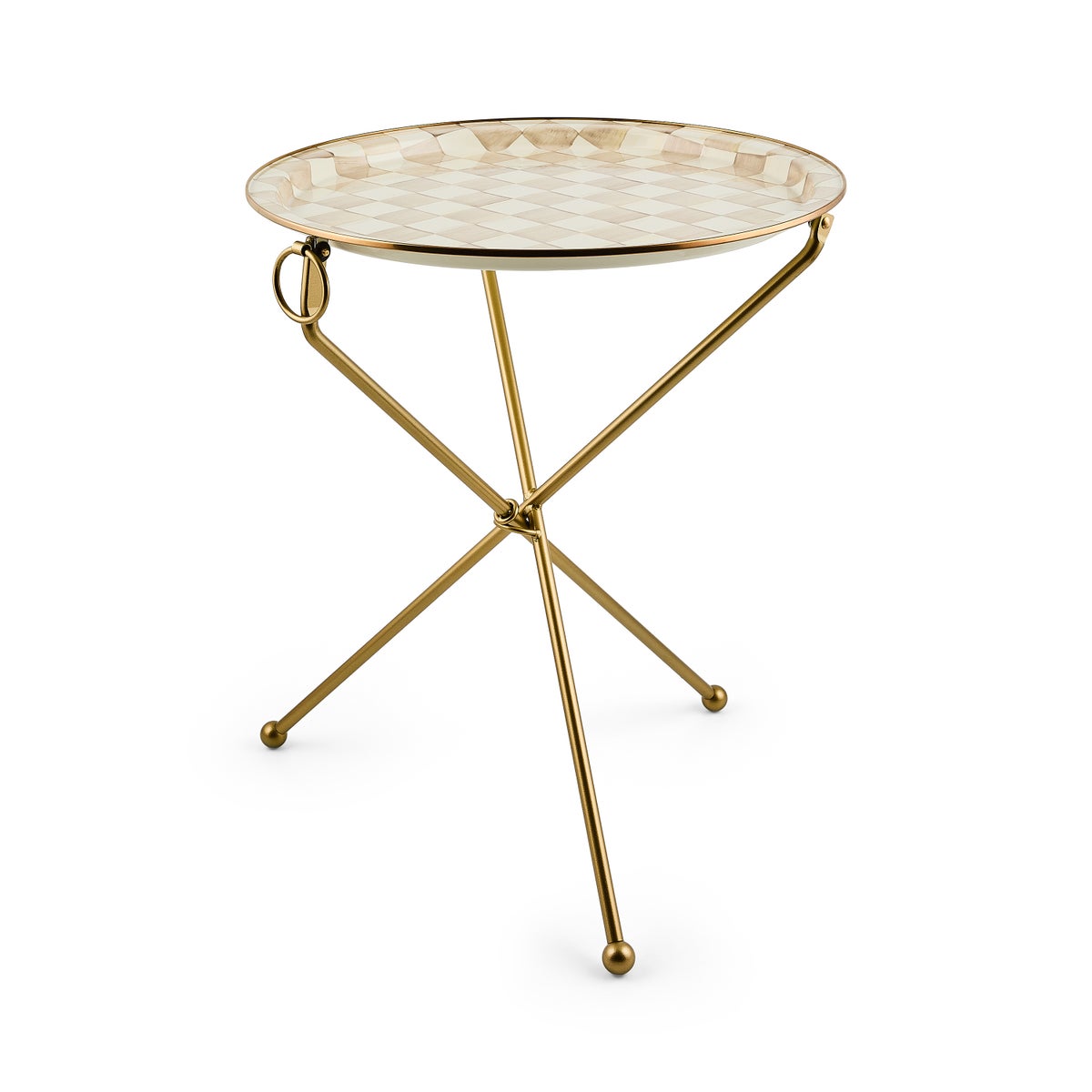 Mocha Check Enamel Tilt Accent Table - Image 3