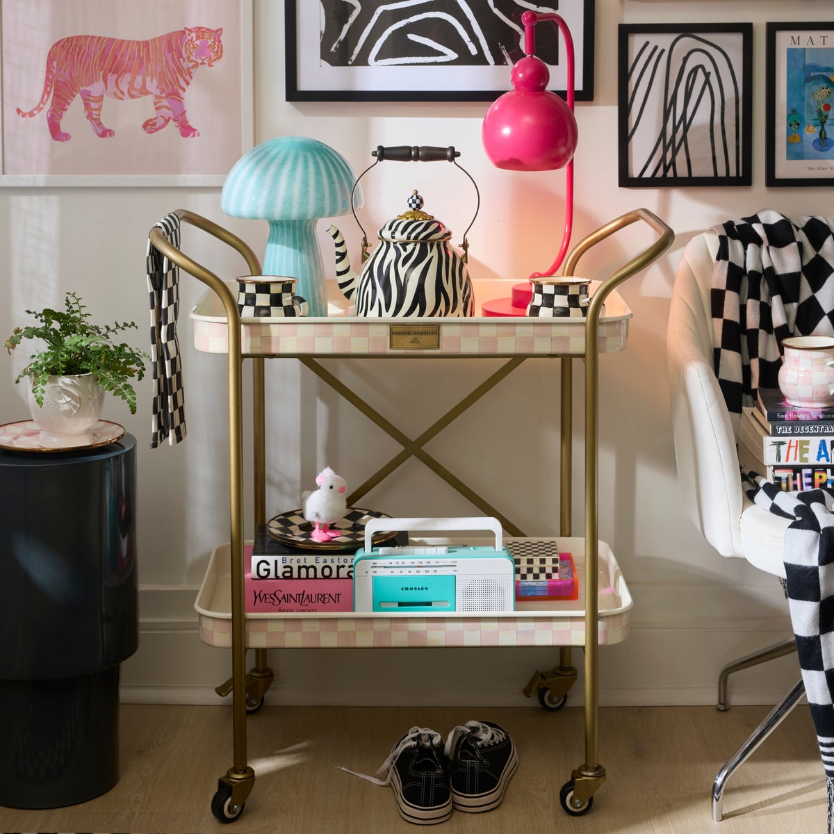 Rosy Check 2-Tier Kitchen Cart - Image 8