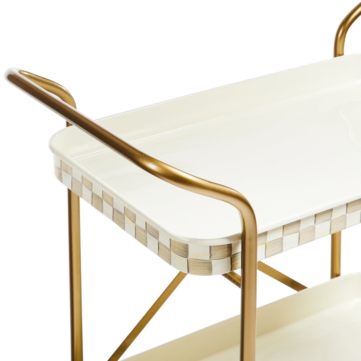 Mocha Check 2-Tier Kitchen Cart - Image 3
