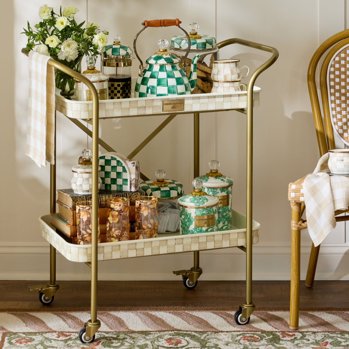 Mocha Check 2-Tier Kitchen Cart - Image 6