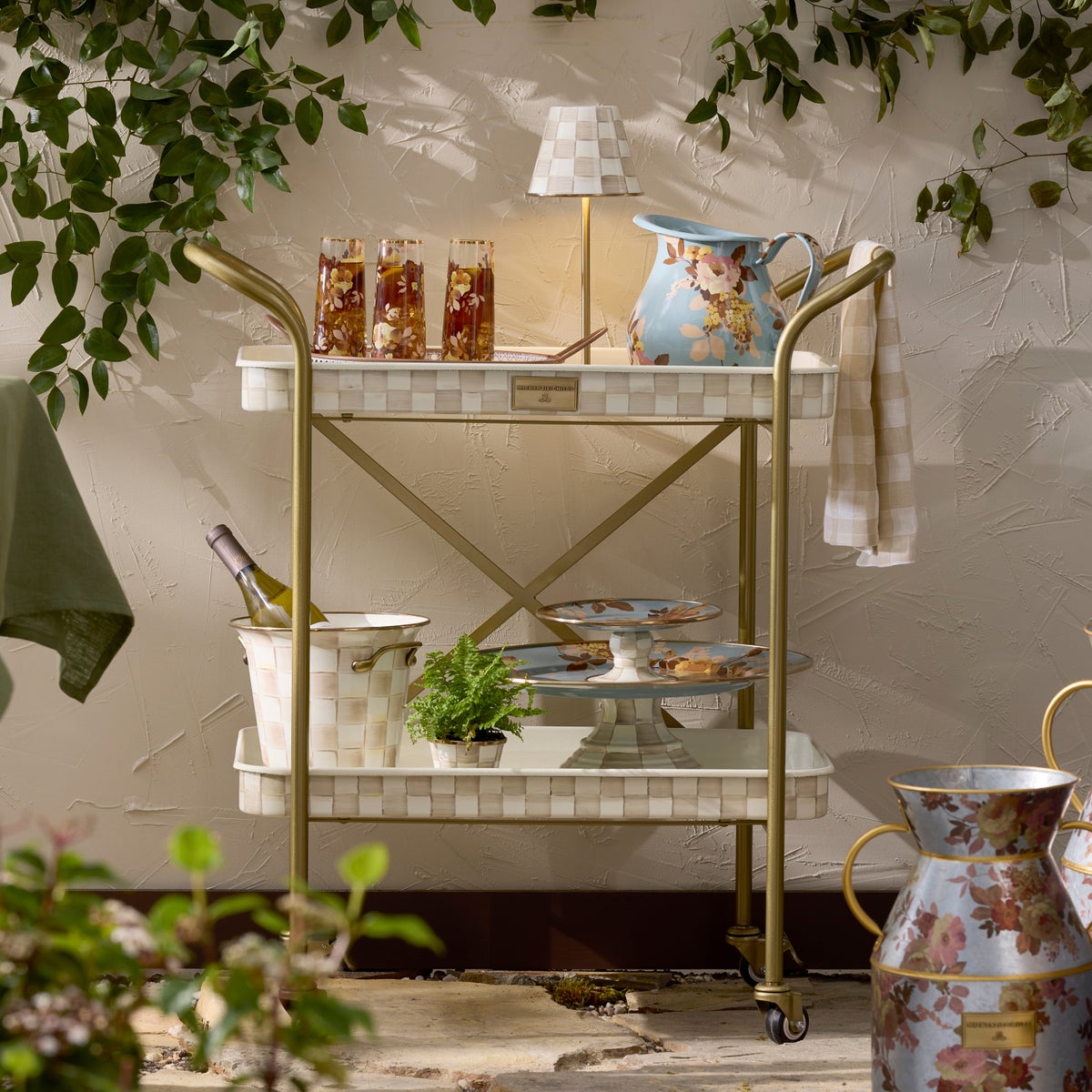 Mocha Check 2-Tier Kitchen Cart - Image 7