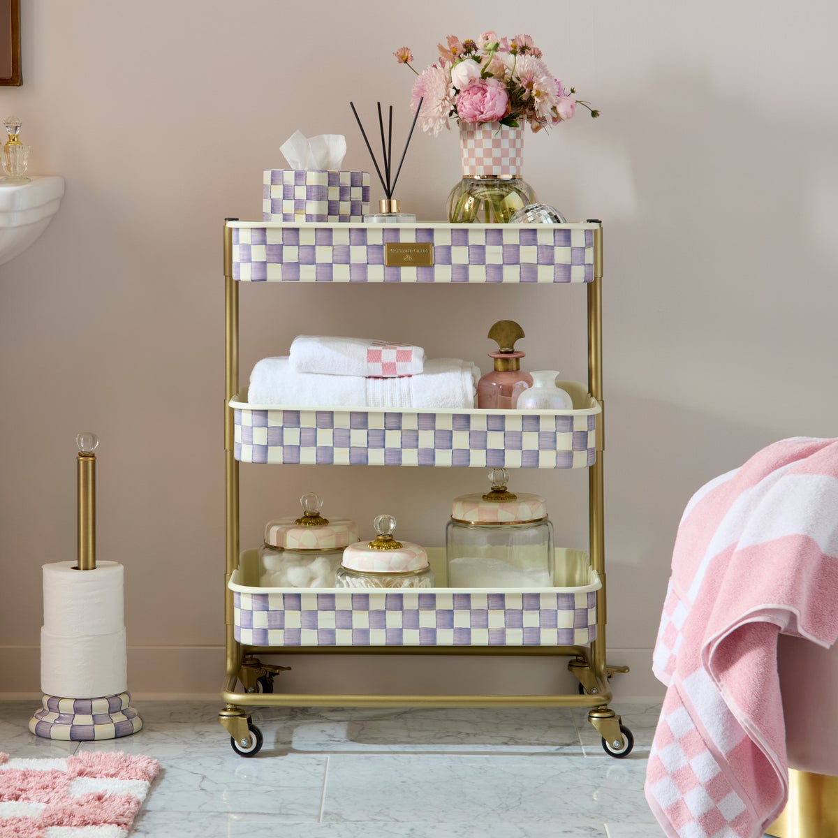 Violet Check 3-Tier Kitchen Cart - Image 2
