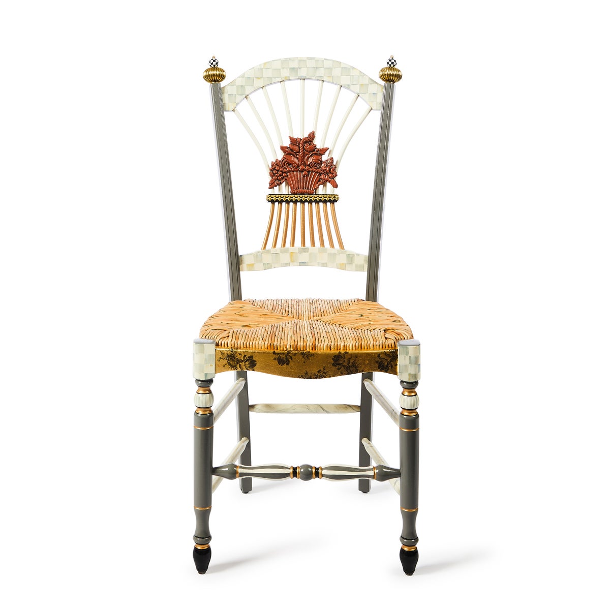 Sterling Check Flower Basket Side Chair