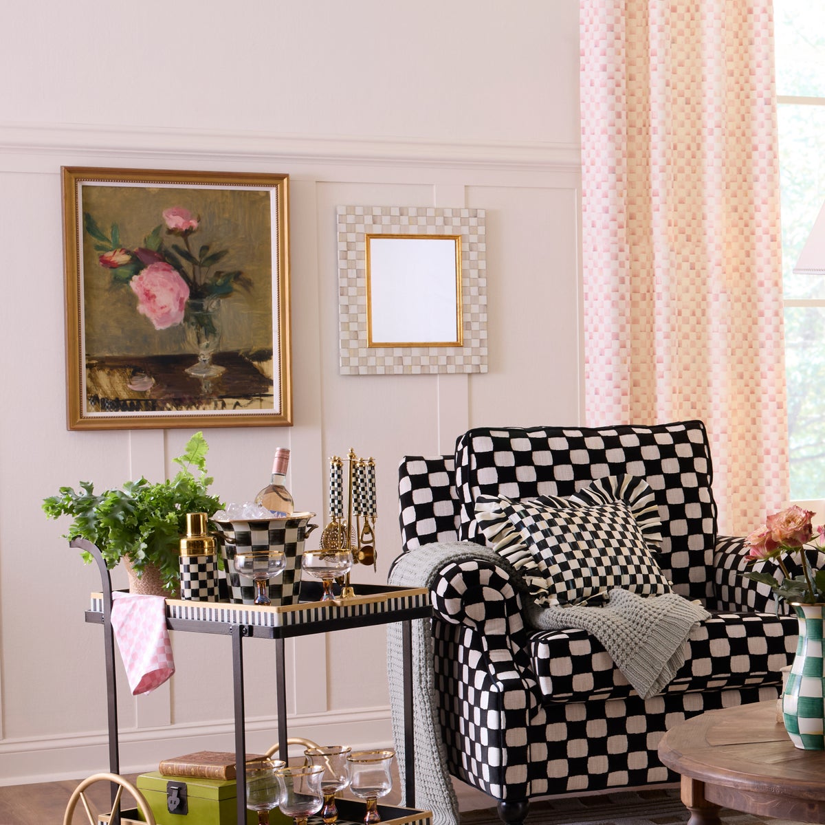 Mocha Check Enamel Wall Mirror - Image 2