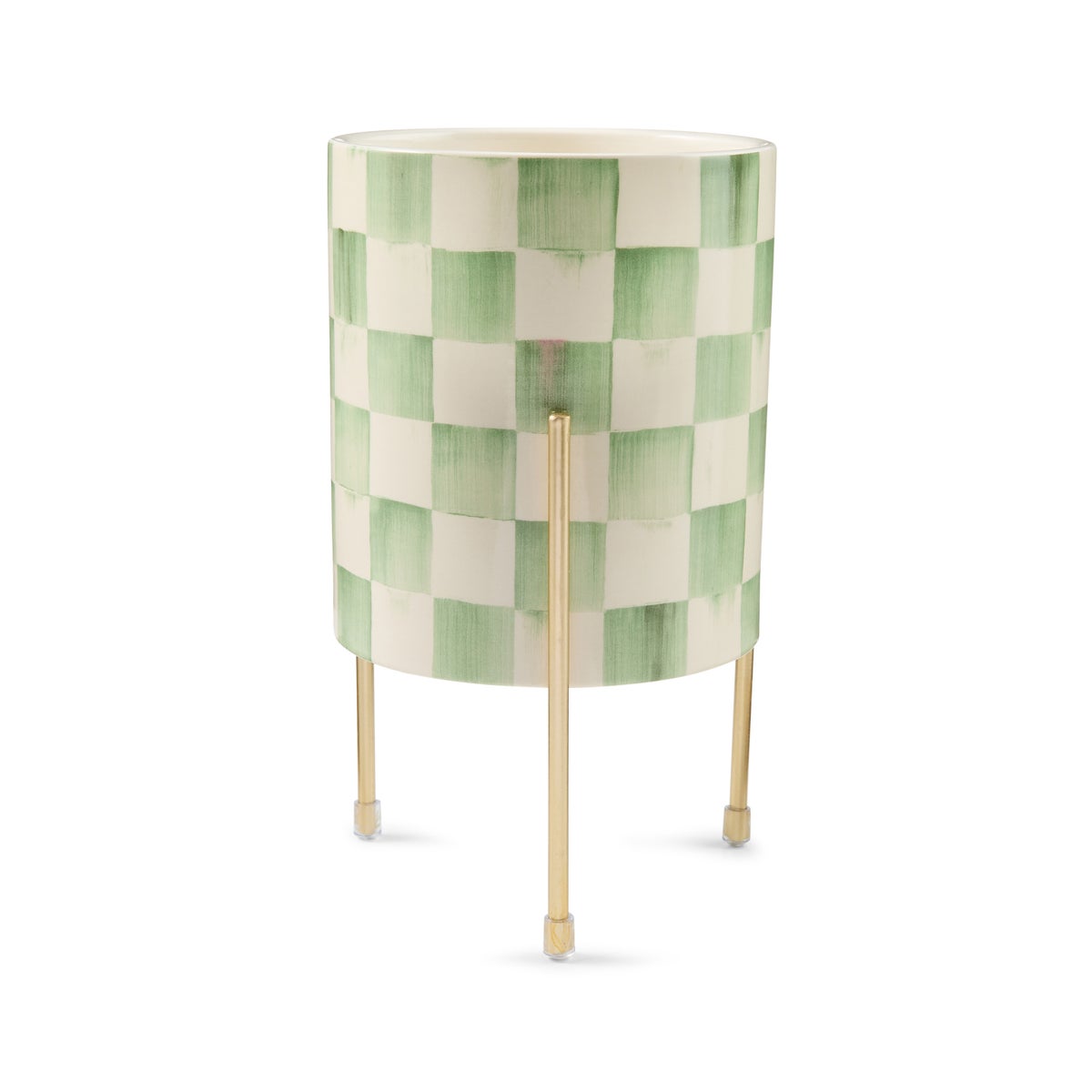 Sage Check Tabletop Planter