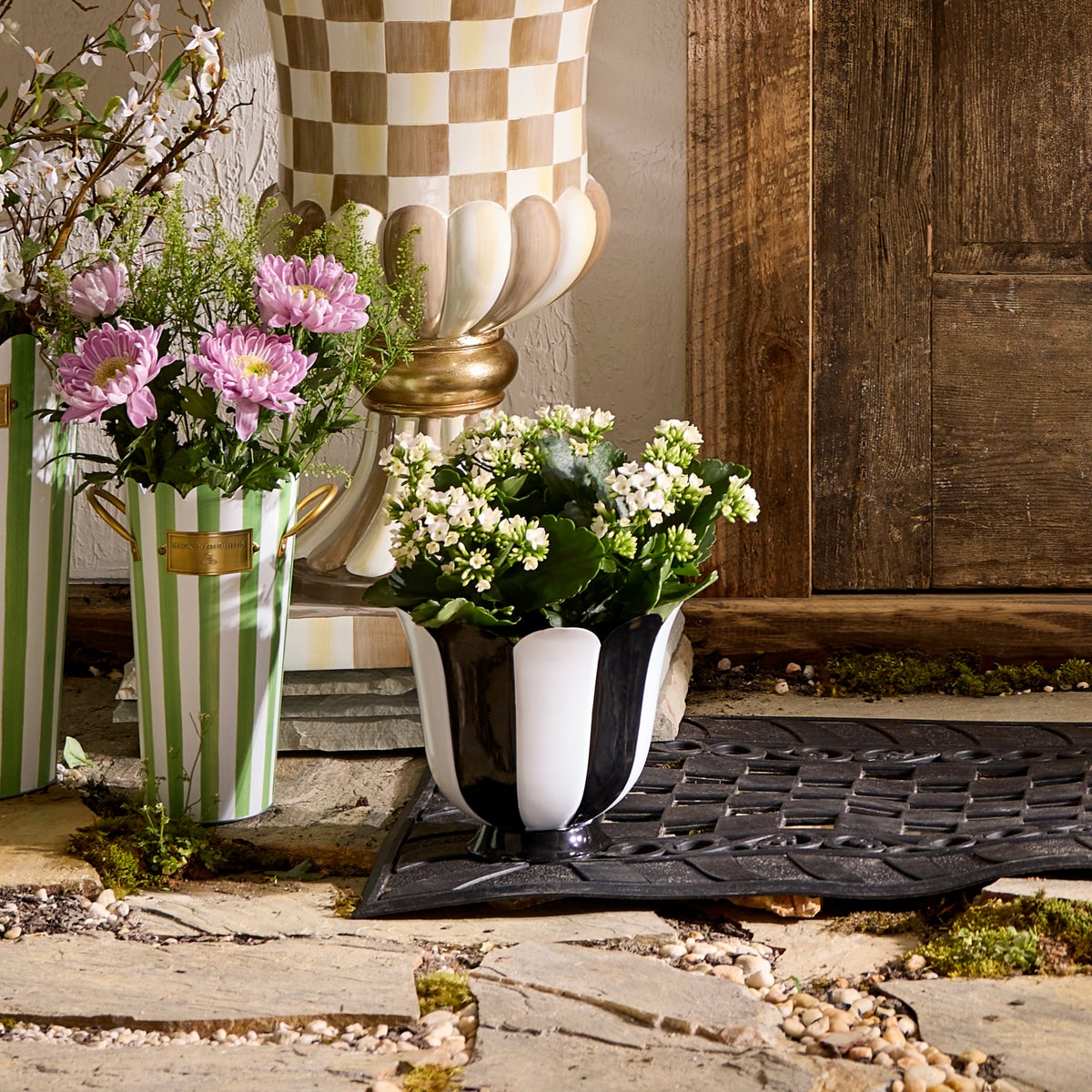 Courtly Stripe Scalloped Small Flower Pot - Image 2