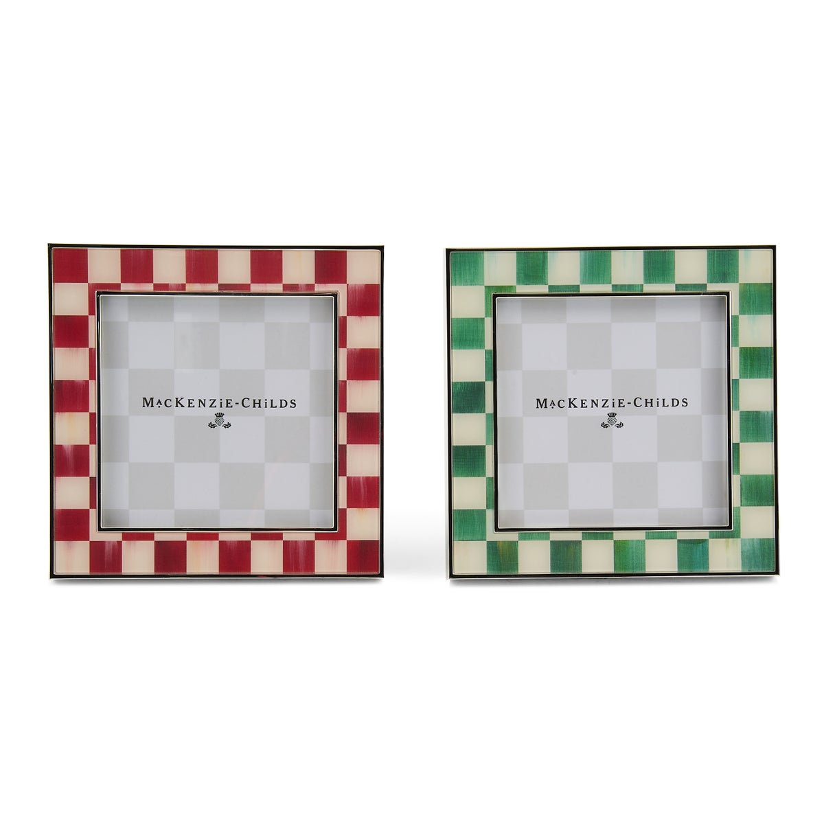 Cherry & Emerald Check Silver Plated Frames, Set of 2