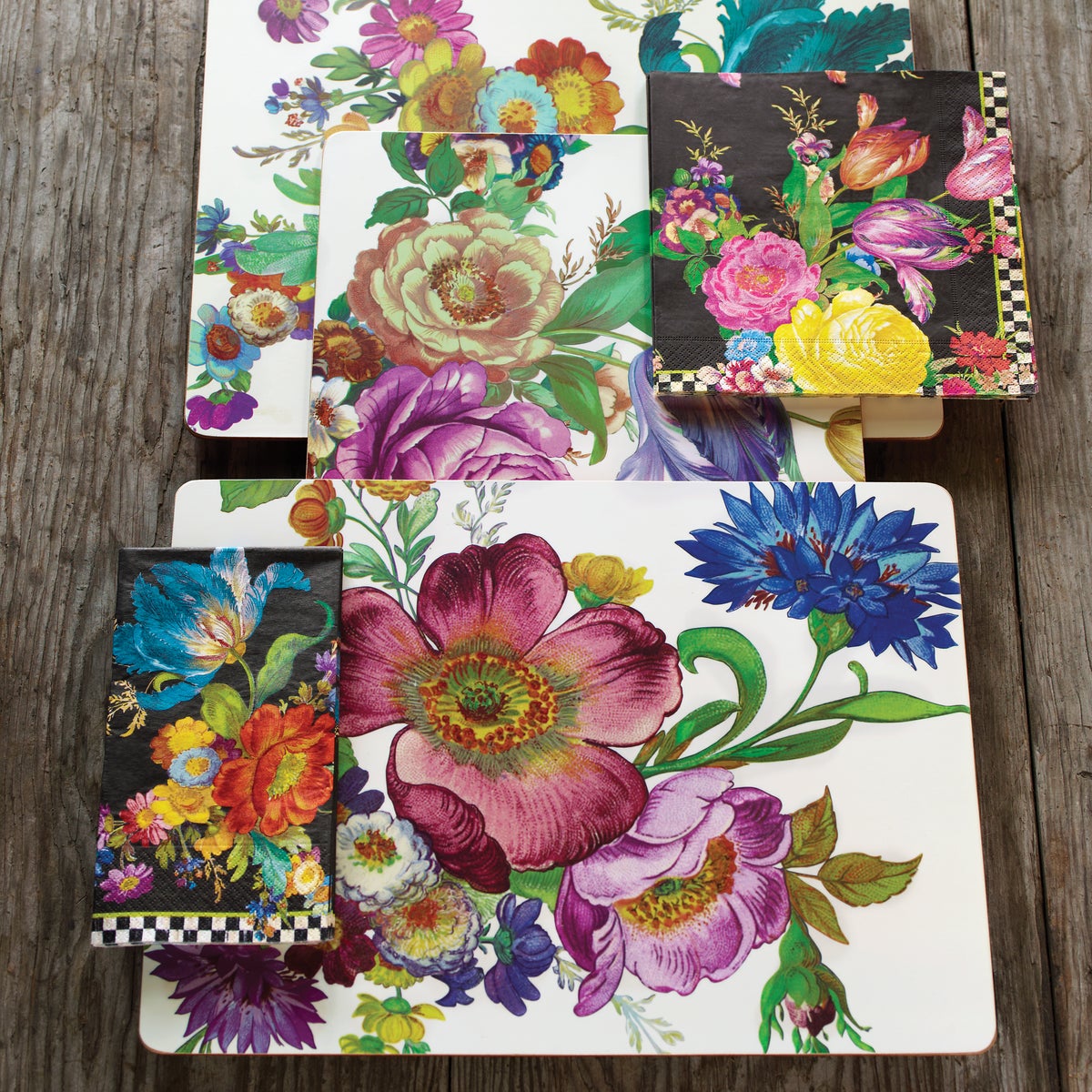 White Flower Market Placemats, Set of 4 - Image 5