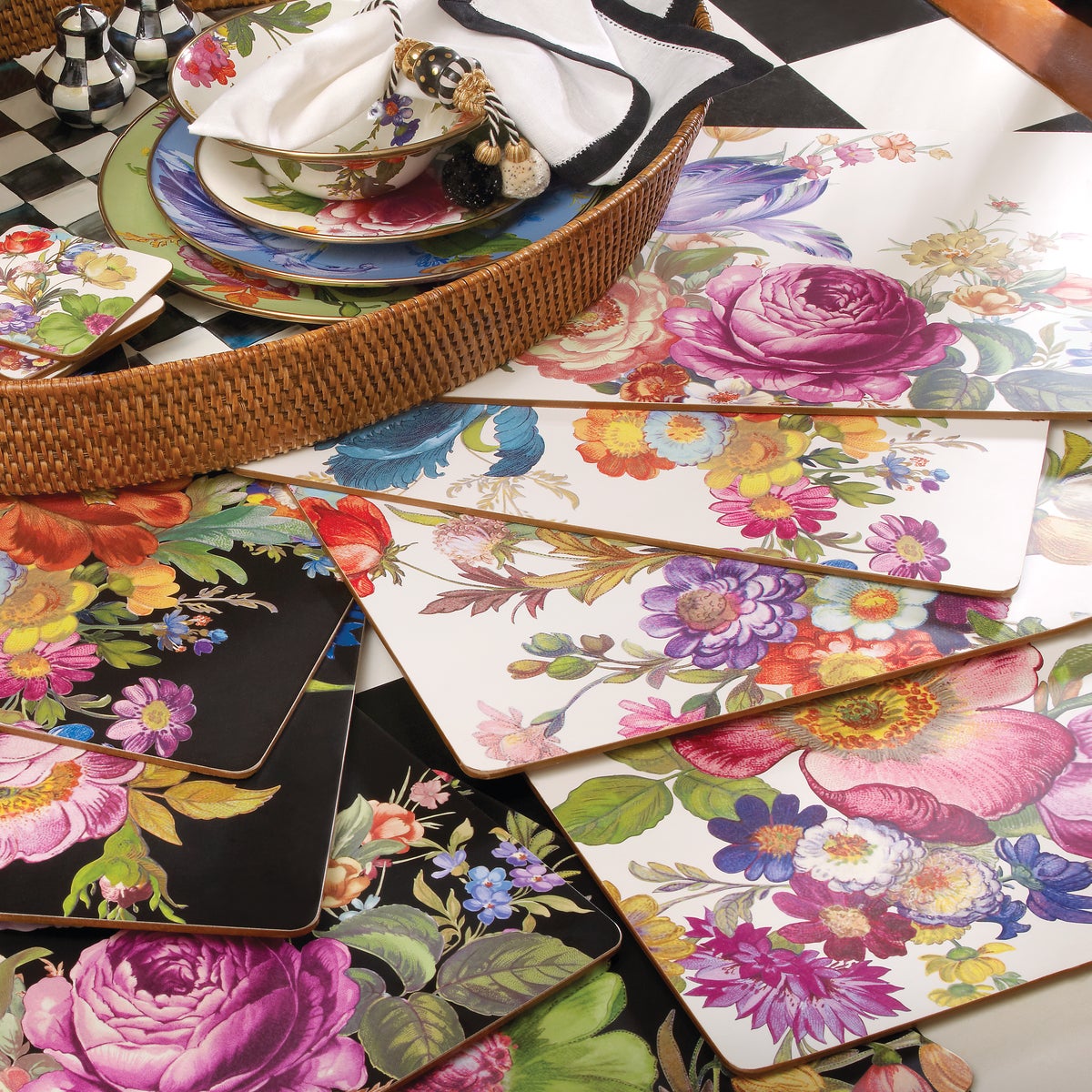 White Flower Market Placemats, Set of 4 - Image 7
