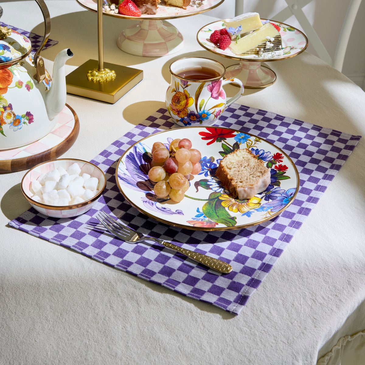 Violet Check Placemat, Set of 4 - Image 2