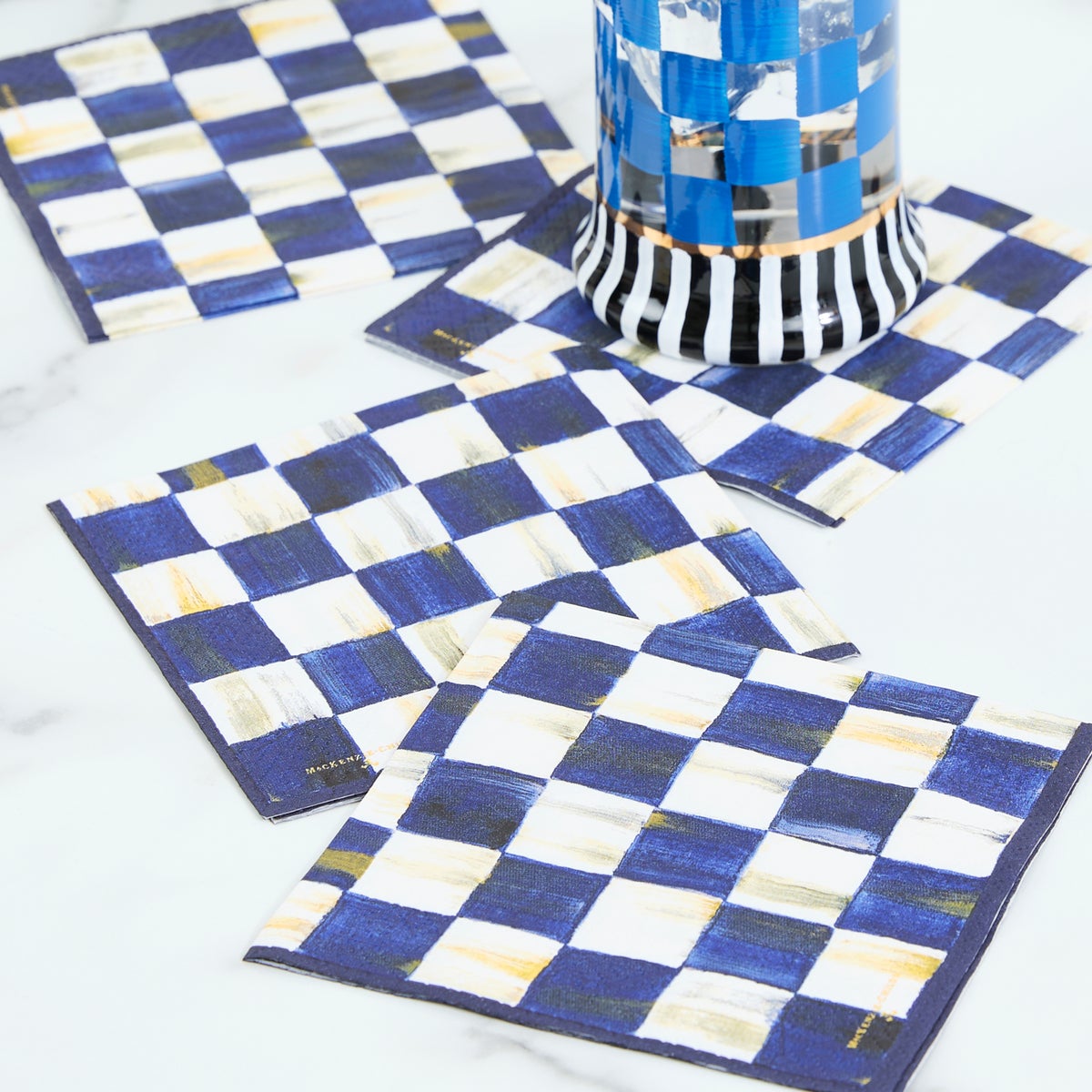 Royal Check Cocktail Paper Napkins - Image 2