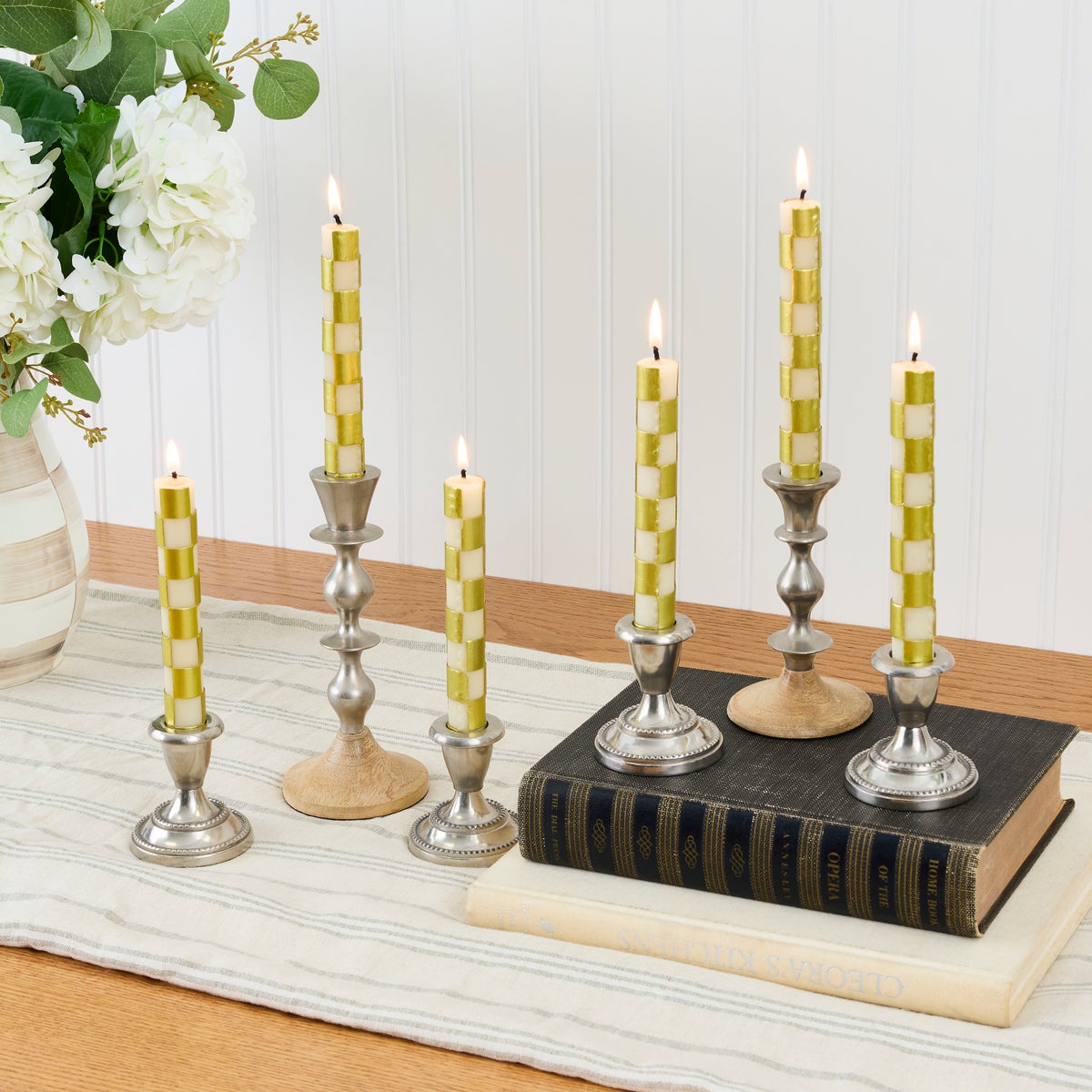 Gold Check Mini Dinner Candles, Set of 6 - Image 2