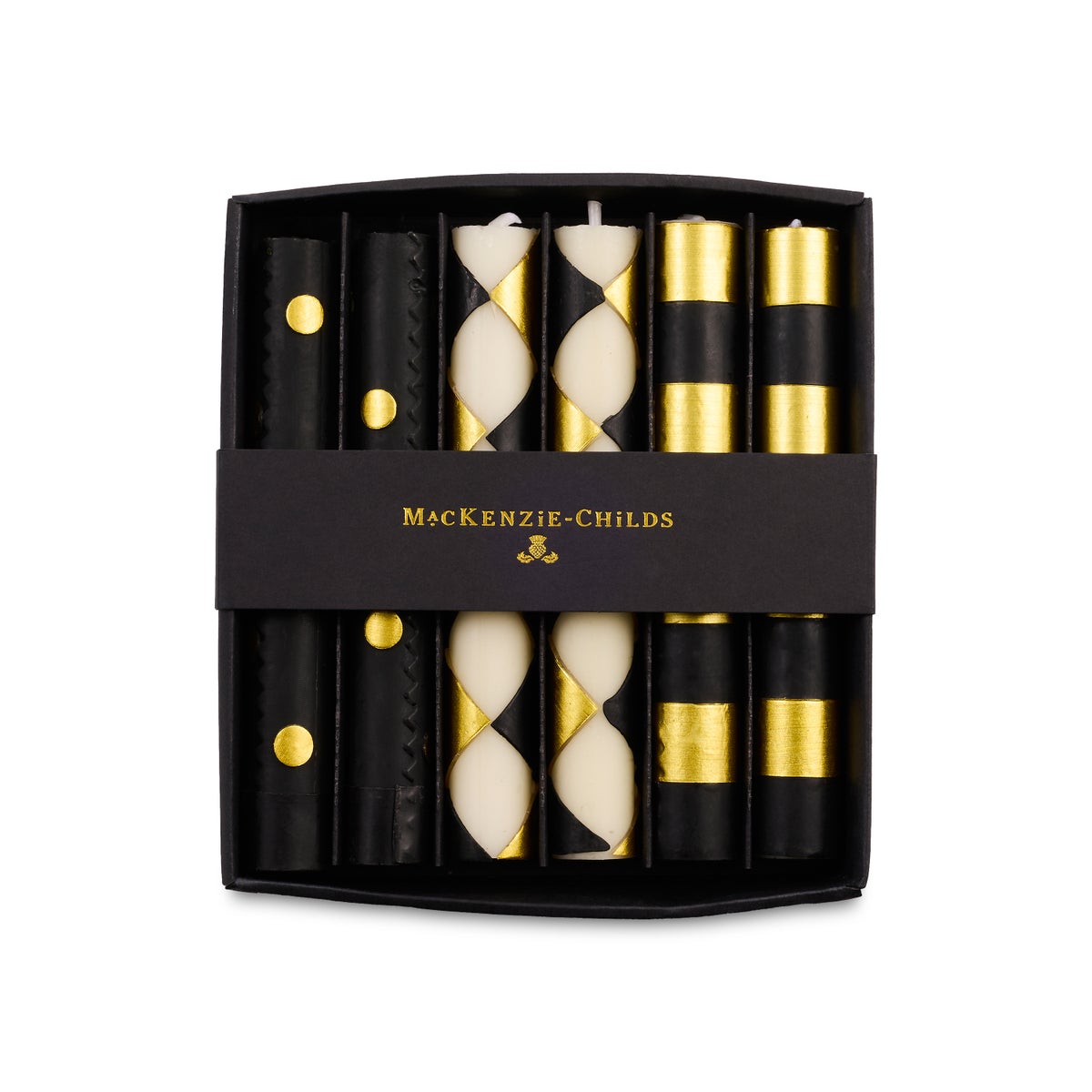 Gold Check Mini Dinner Candles, Set of 6 - Image 3