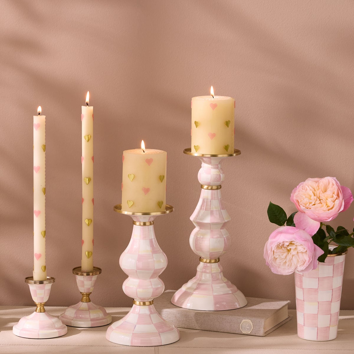 Pink Hearts 4" Pillar Candle - Image 2