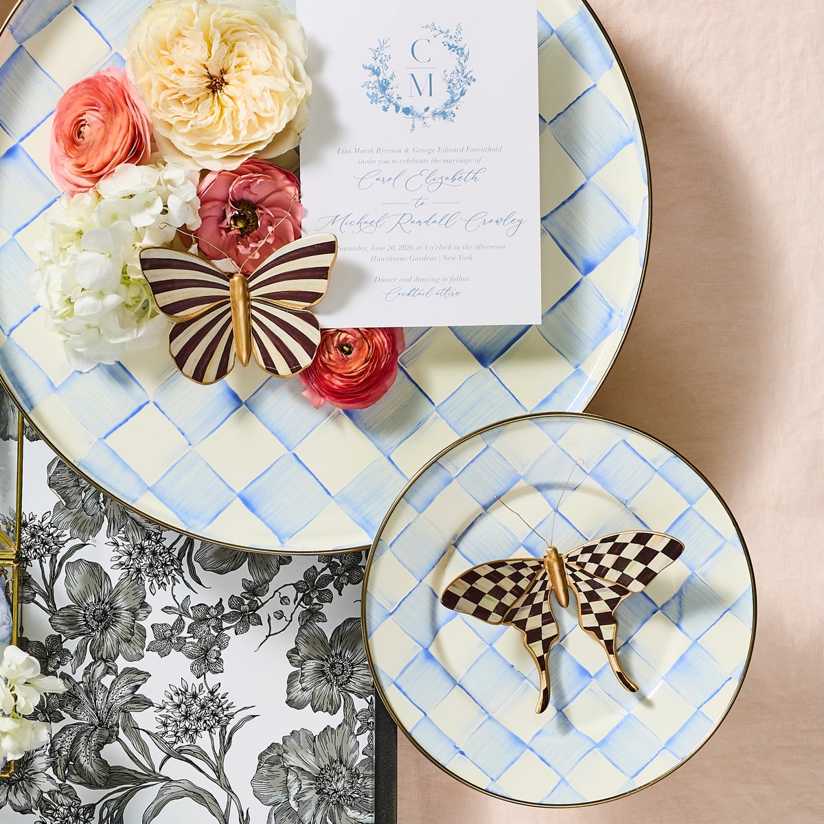 Courtly Check & Stripe Butterfly Trio - Image 3