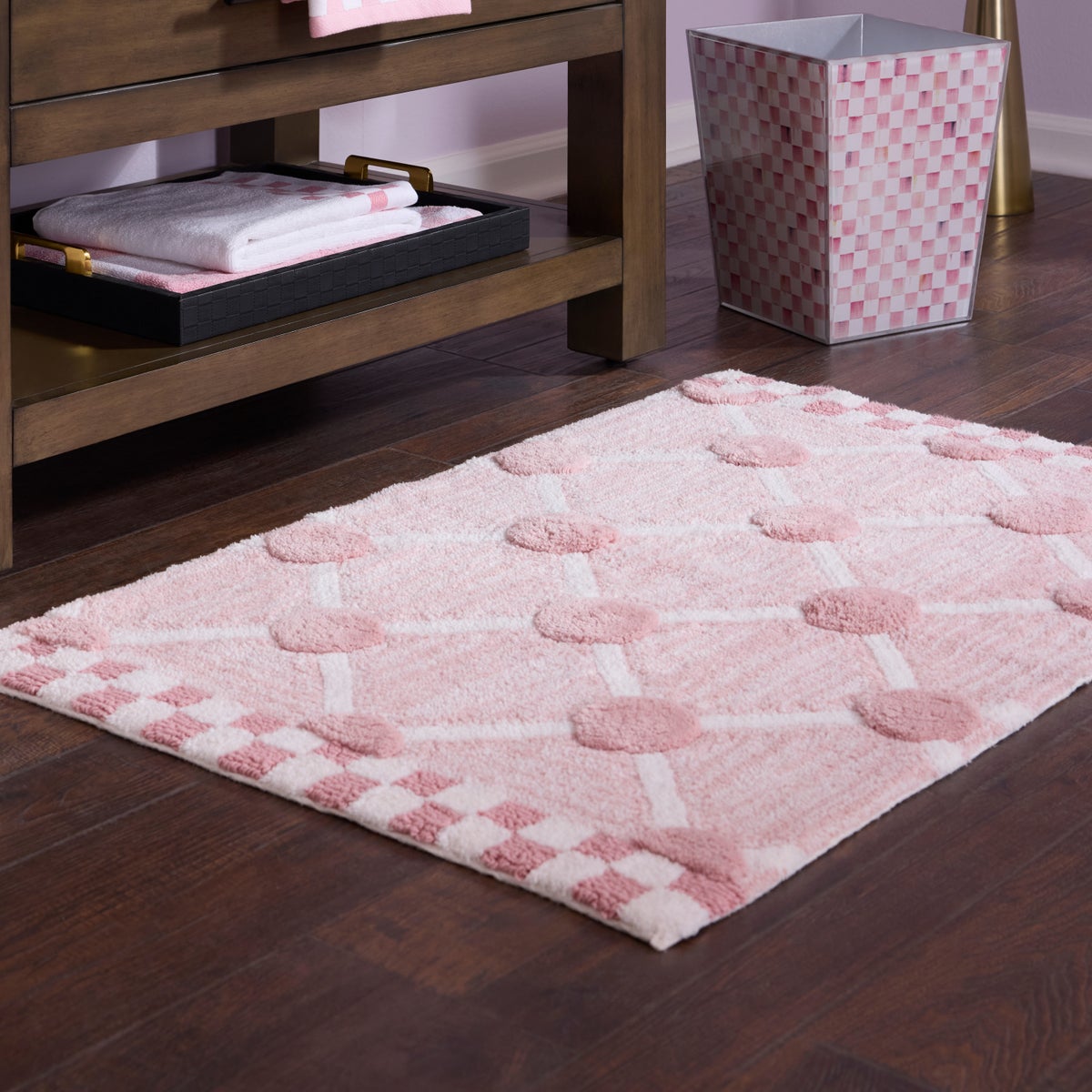 Pink Lattice & Dot Bath Rug - Image 2