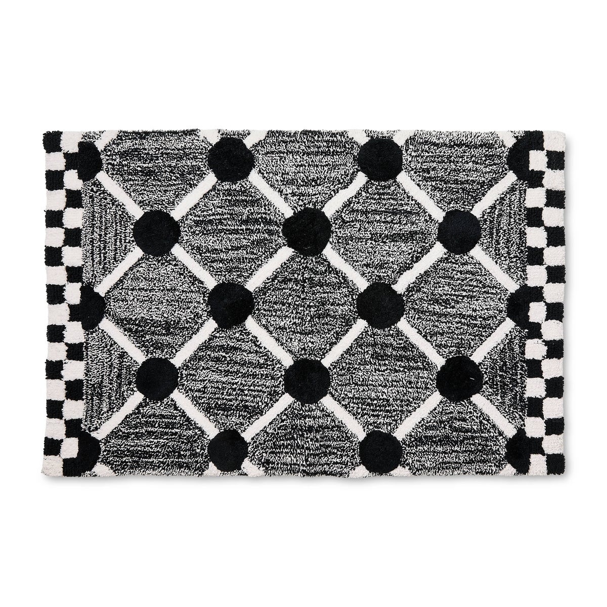Black Lattice & Dot Bath Rug