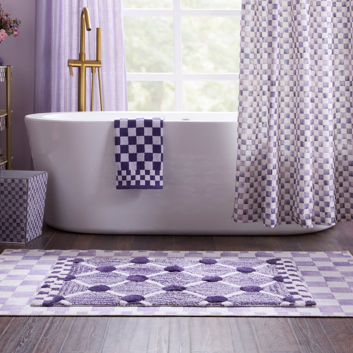 Violet Lattice & Dot Bath Rug - Image 3
