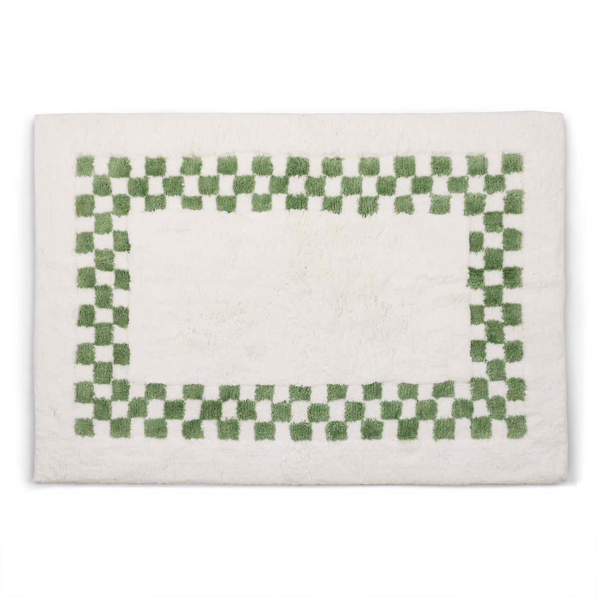 Sage Green Check Hotel Bath Rug